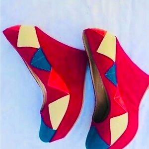 ALBA Multicolor Platform Wedge High Heels Shoes. Size 10